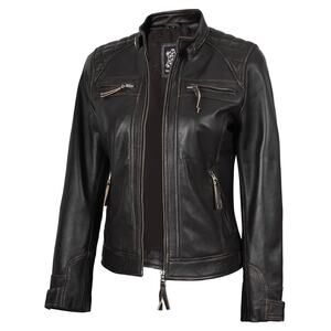 Decrum Genuine Diamond1 Womens Leather Jacket - Size M